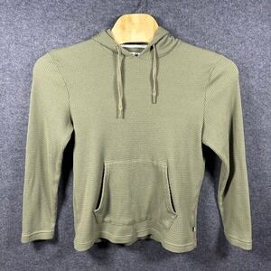 Rainforest Mens Olive Green Waffle Knit Thermal Hoodie Pullover Size Medium